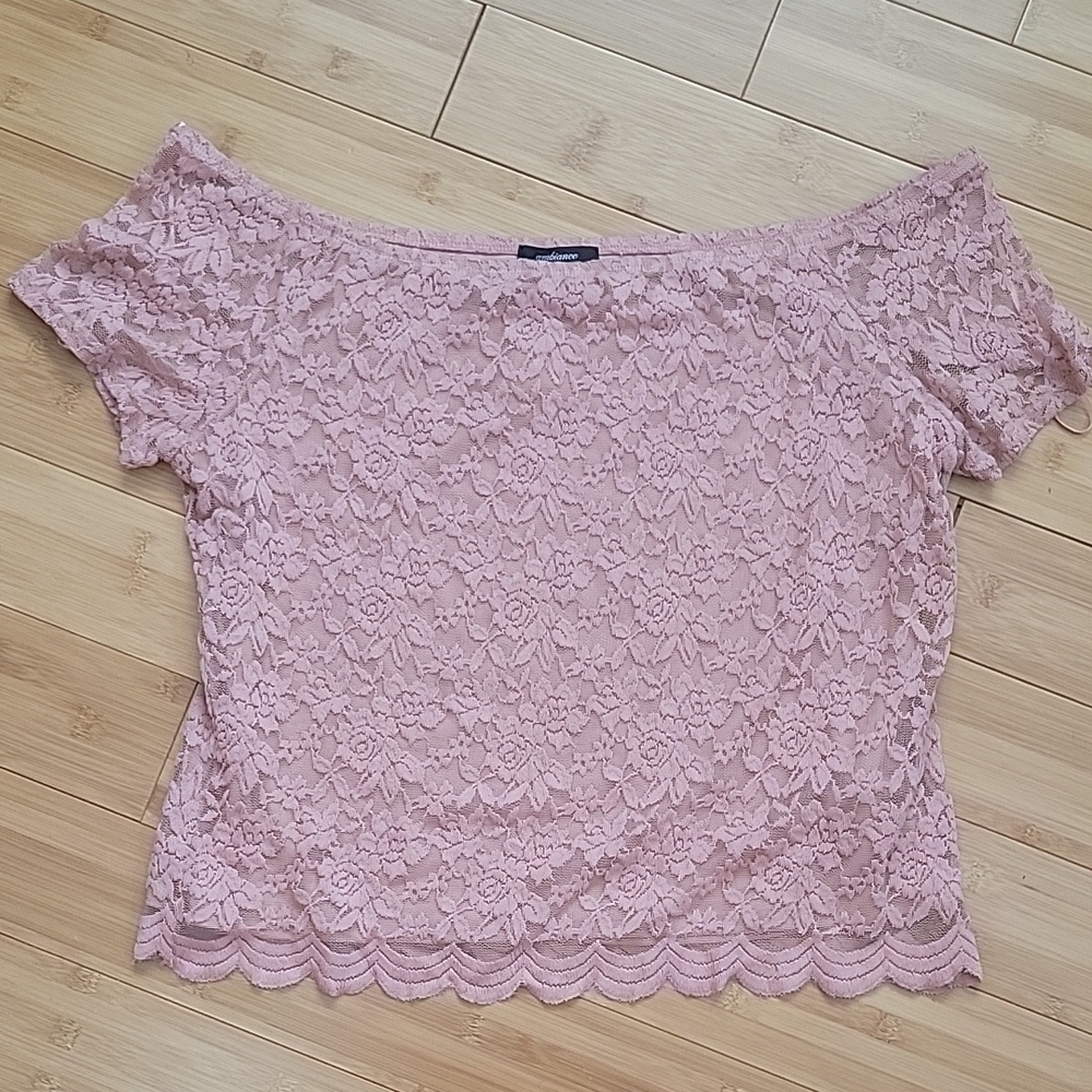 Pink Lace Off-Shoulder Top